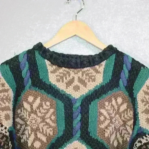 VINTAGE Eagle Menswear Handknit Sweater Cozy Cabincore Cosby Men Large - Picture 2 of 11